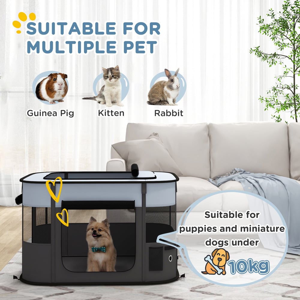 PawHut Grey Portable Small Animal Playpen Large Image 4