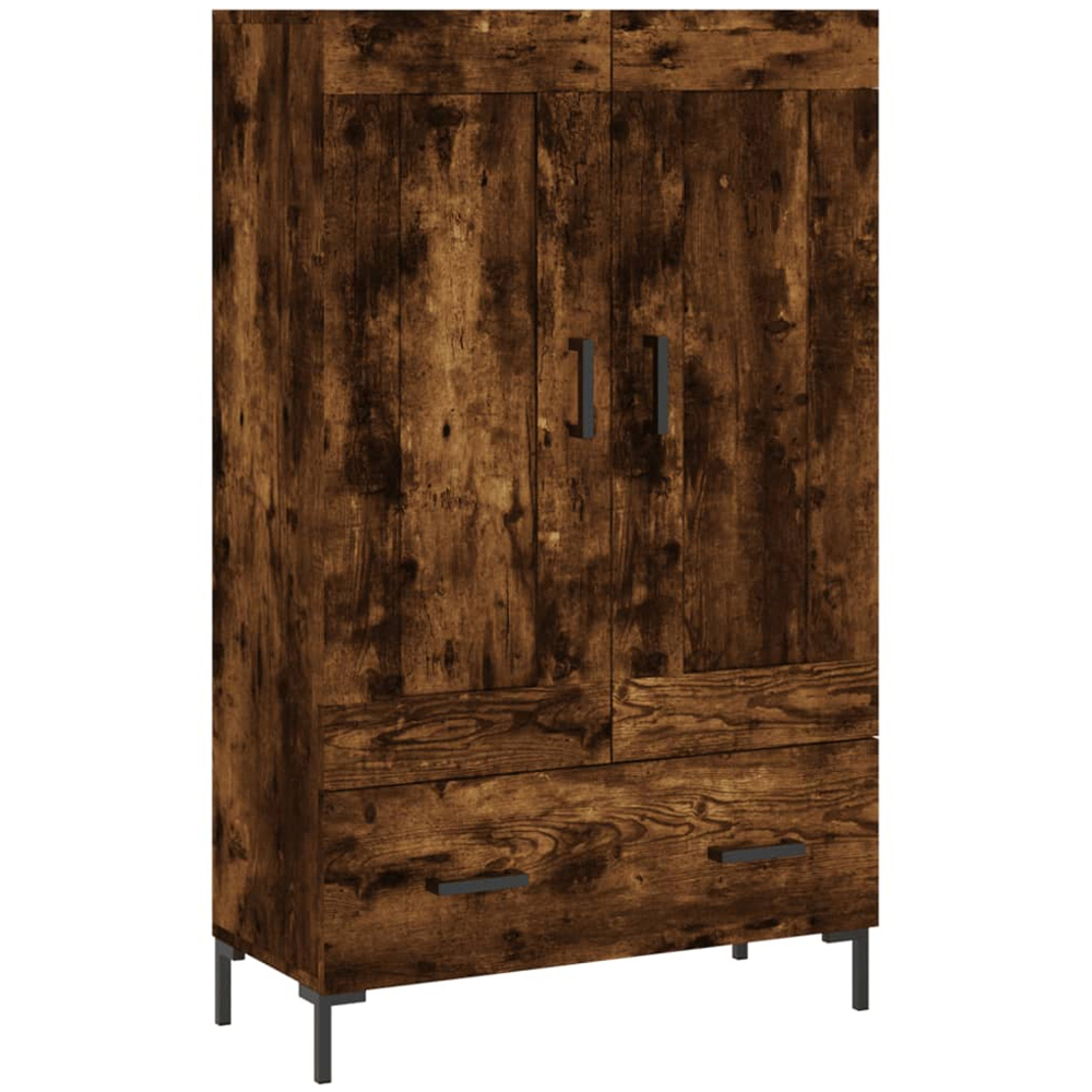 vidaXL 2 Door Single Drawer 2 Shelf Smoked Oak Highboard Image 2