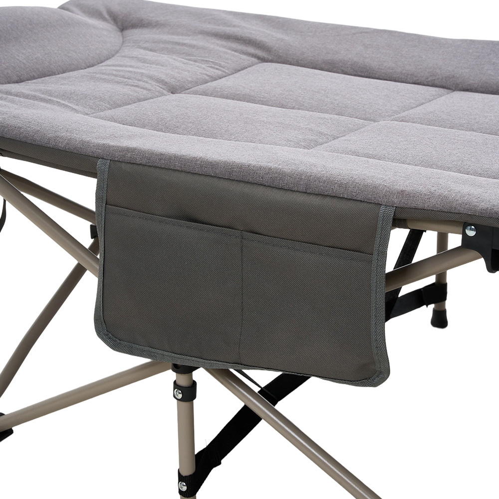 Living and Home Grey Portable Folding Camping Cot with Headrest Image 5