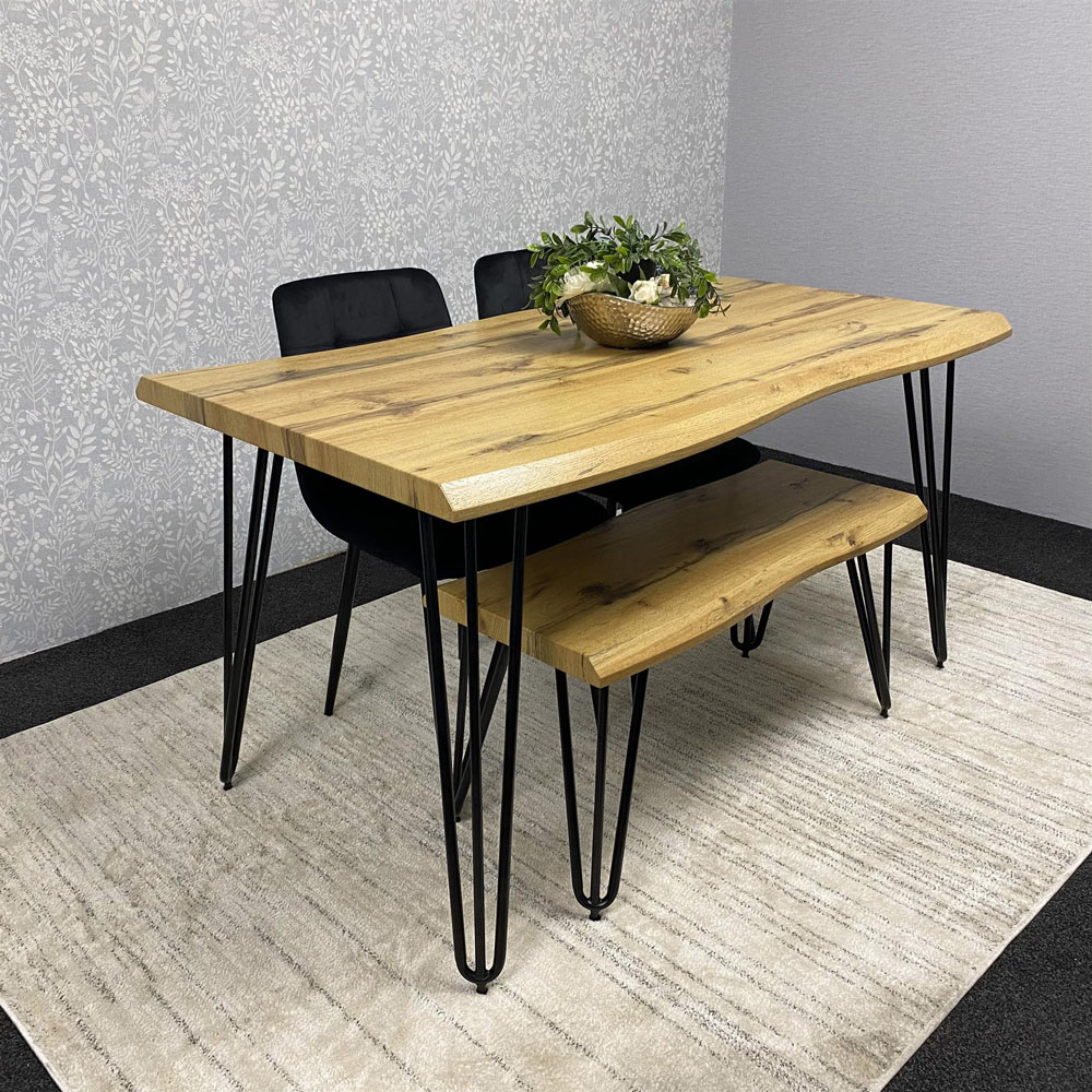 Kosy Koala 4 Seater Velvet Wooden Dining Set with Bench Black Image 7
