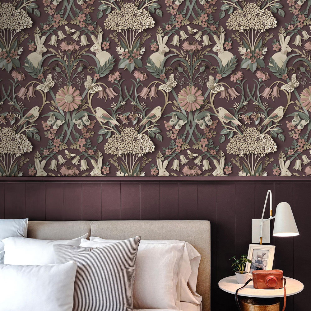 Fine Decor Woodland Plum Wallpaper Image 7