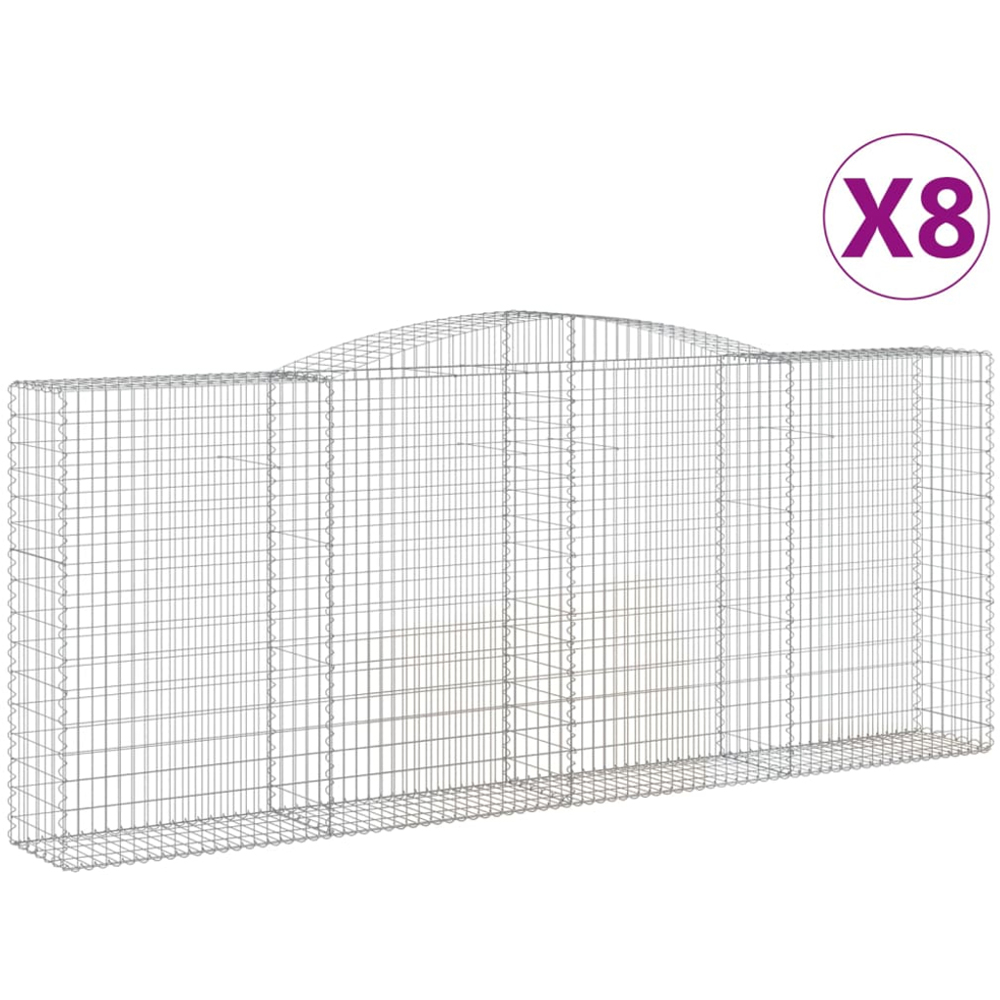 vidaXL Silver Galvanised Iron Arched Gabion Basket 400 x 50 x 160/180cm 8 Pack Image 4