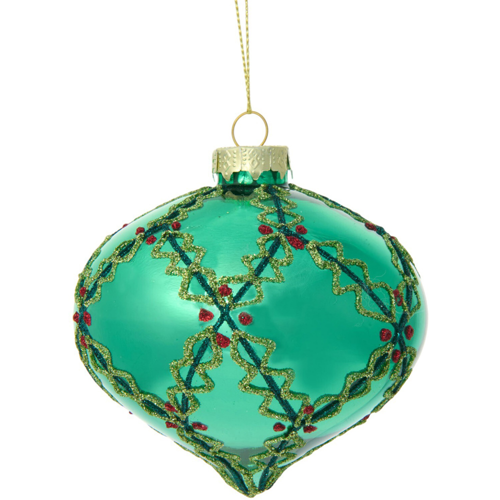 Holly Onion Bauble Emerald Image 1