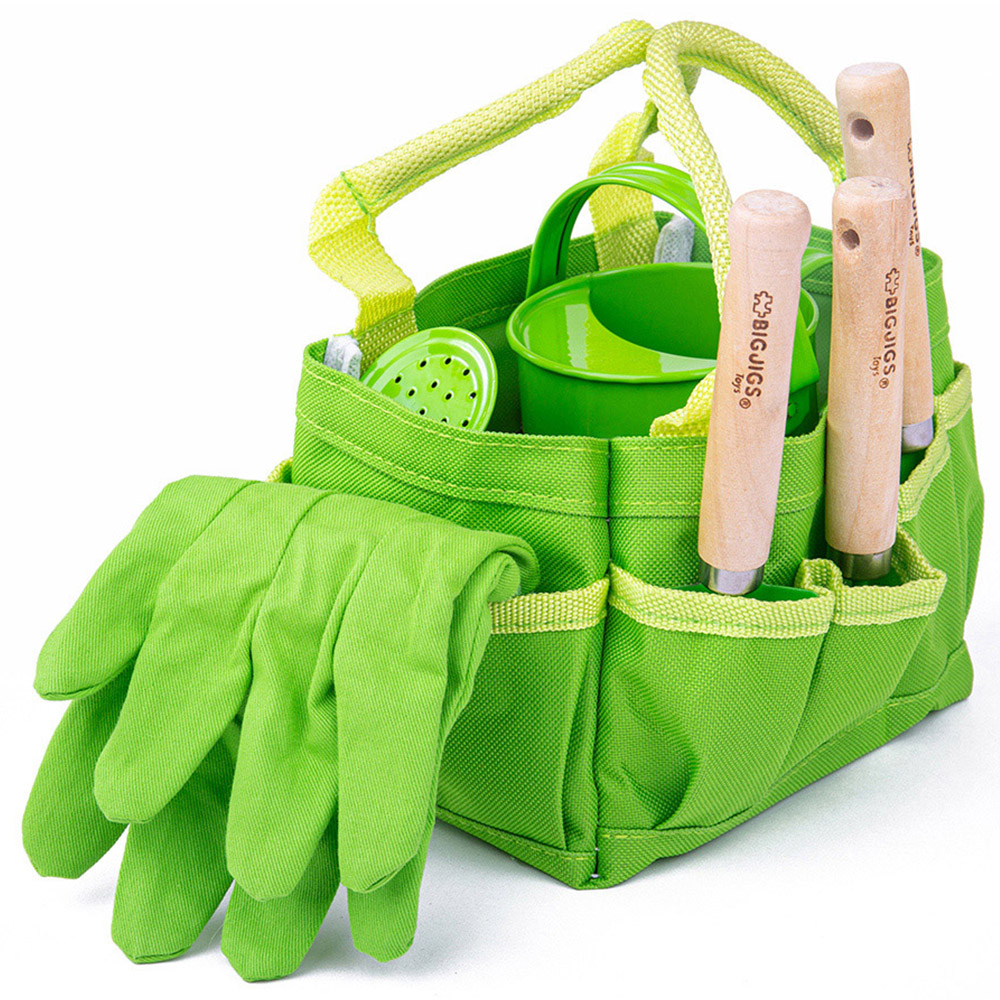 Bigjigs Toys Kids 10 Piece Long Handled Gardening Tool Set Image 3