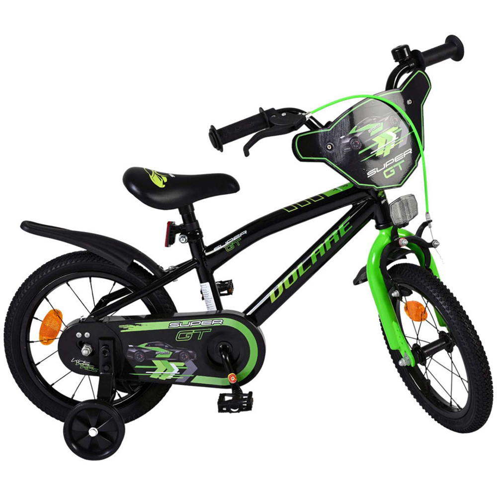 Volare Super GT Kids 14 inch Green Bike with Stabilisers Image 4