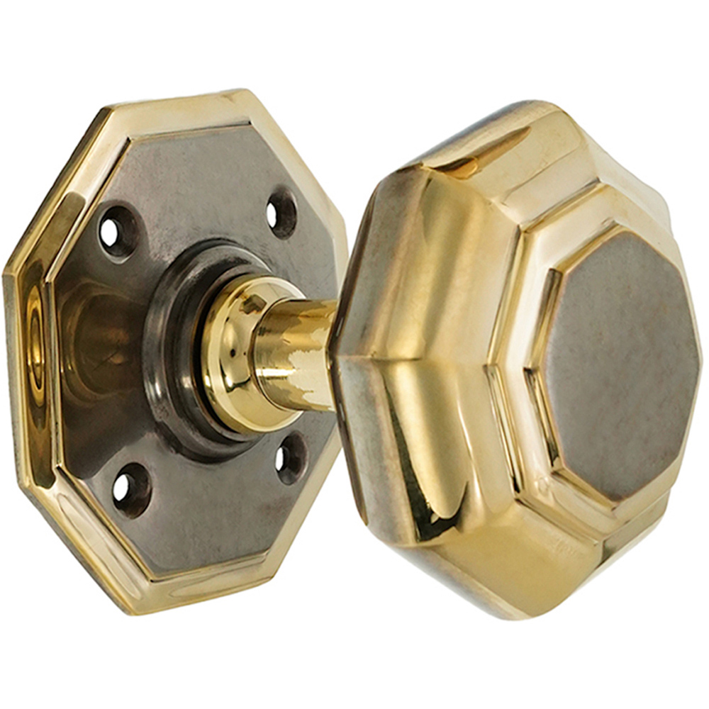 Spira Brass Aged Brass Octagonal Mortice Door Knob 2 Pack Image 3