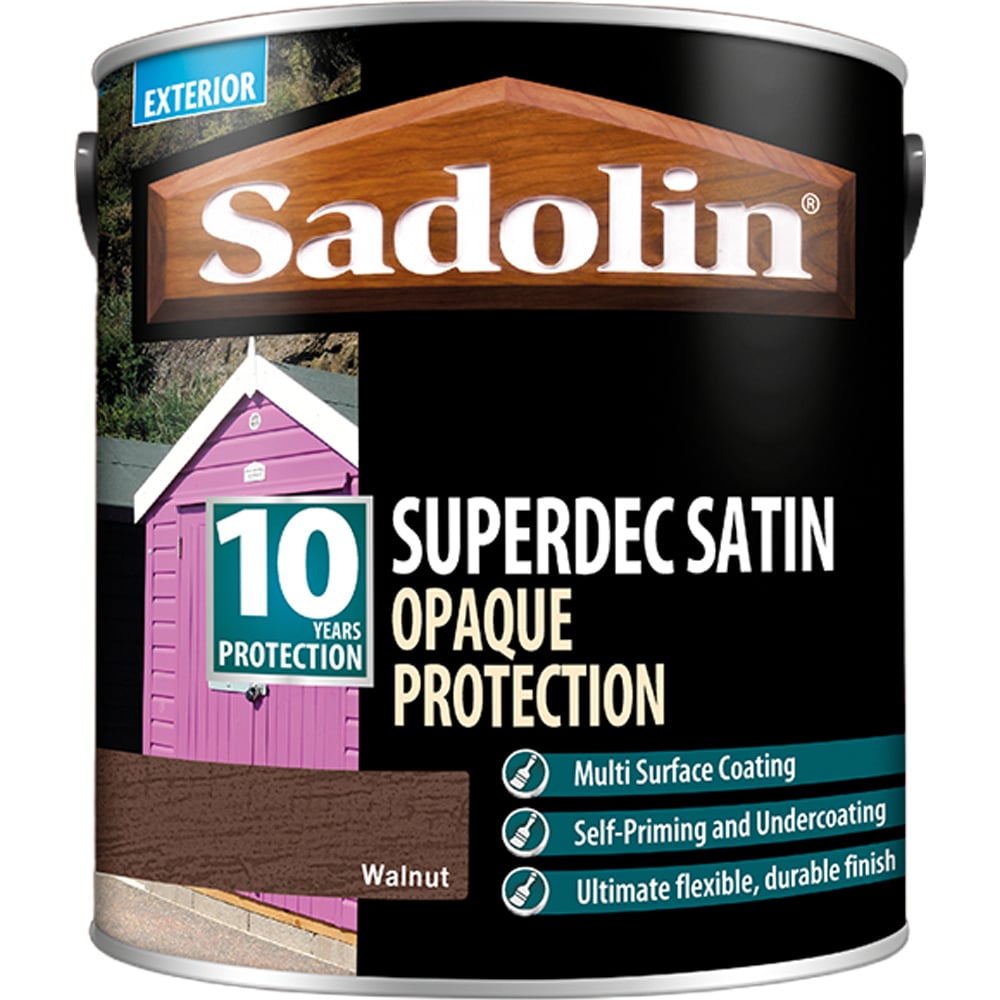 Sadolin Superdec Satin Walnut Wood Protection Paint 2.5L Image 2