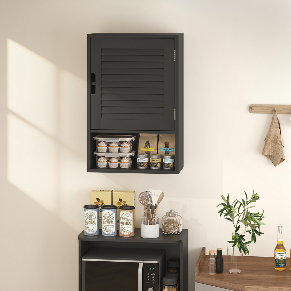 Portland Single Door Single Shelf Black Wall-Mounted Bathroom Storage Cabinet Image 4