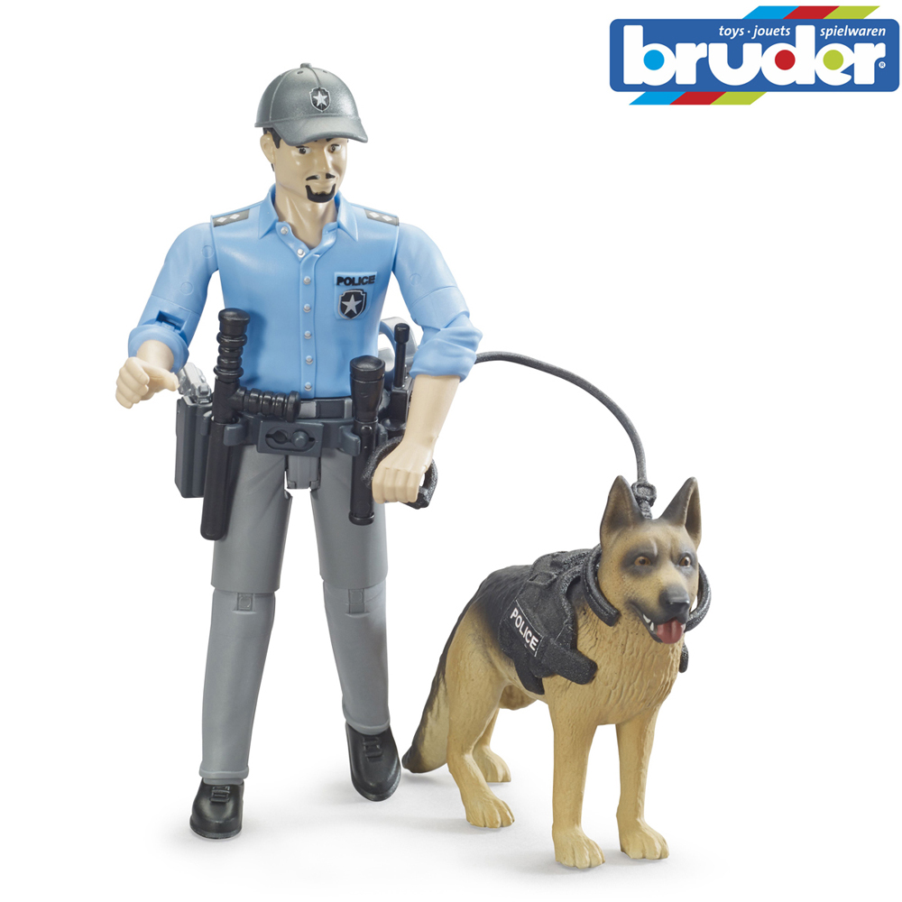 Bruder Bworld Policeman Figure with Dog Image 6