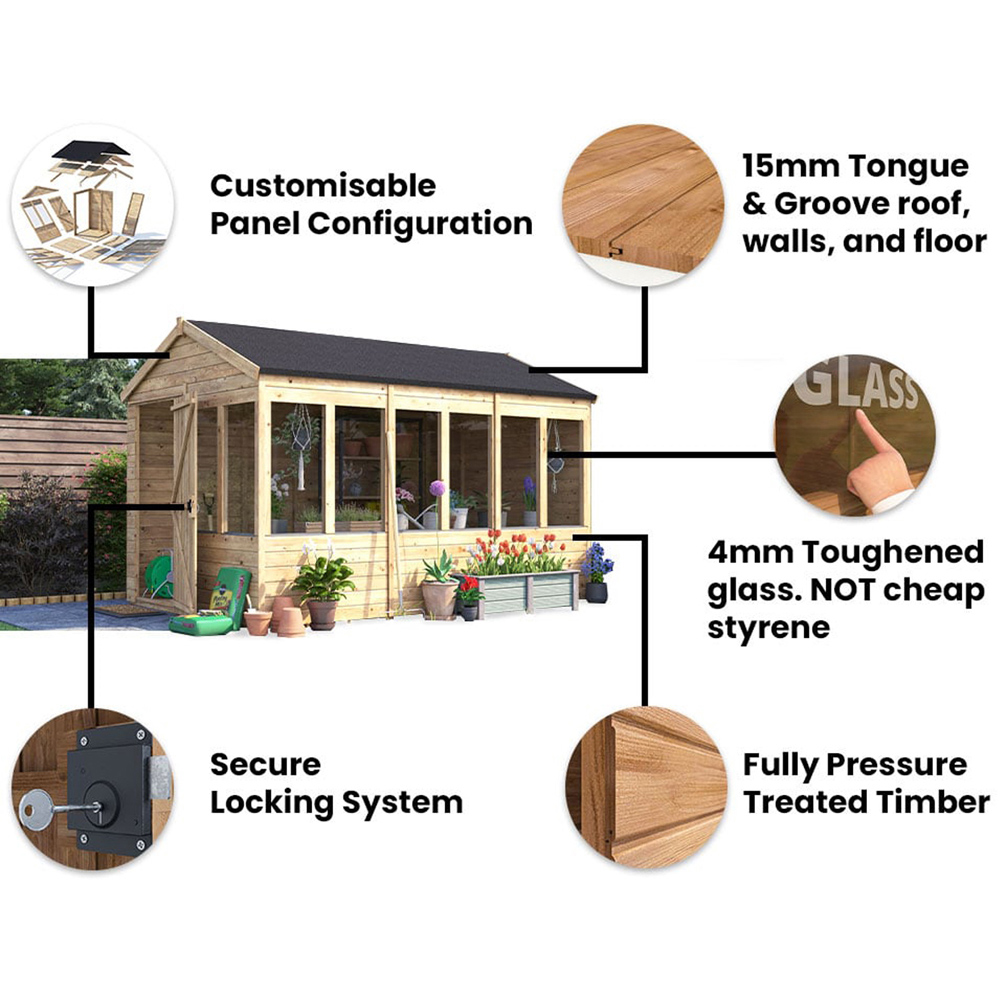Dunster House Overlord 8 x 12ft Modular Brown Superfelt Apex Potting Shed Image 5