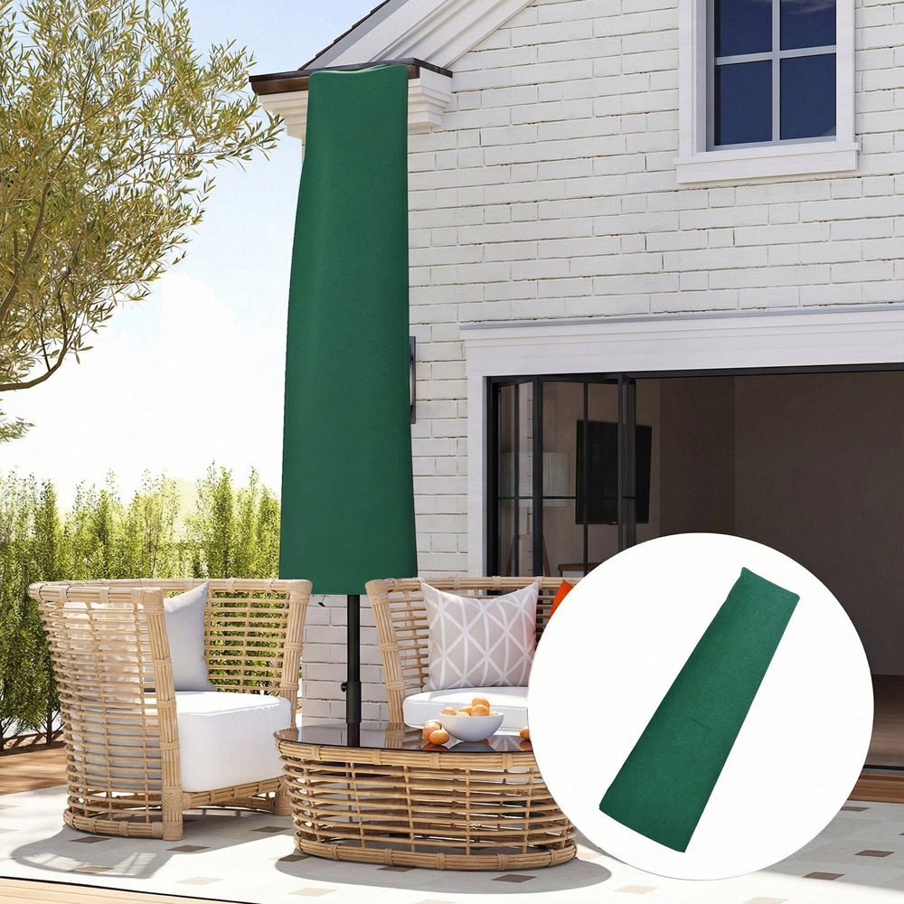 Outsunny Dark Green Large Waterproof Garden Banana Umbrella Parasol Cover 240 x 48cm Image 6