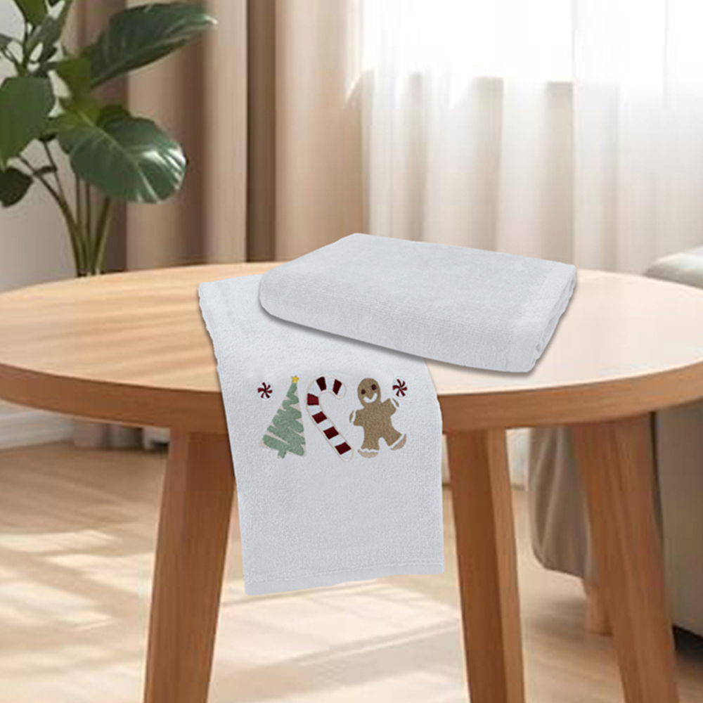 Noel Square Sweet Shop White Hand Towel 2 Pack Image 2