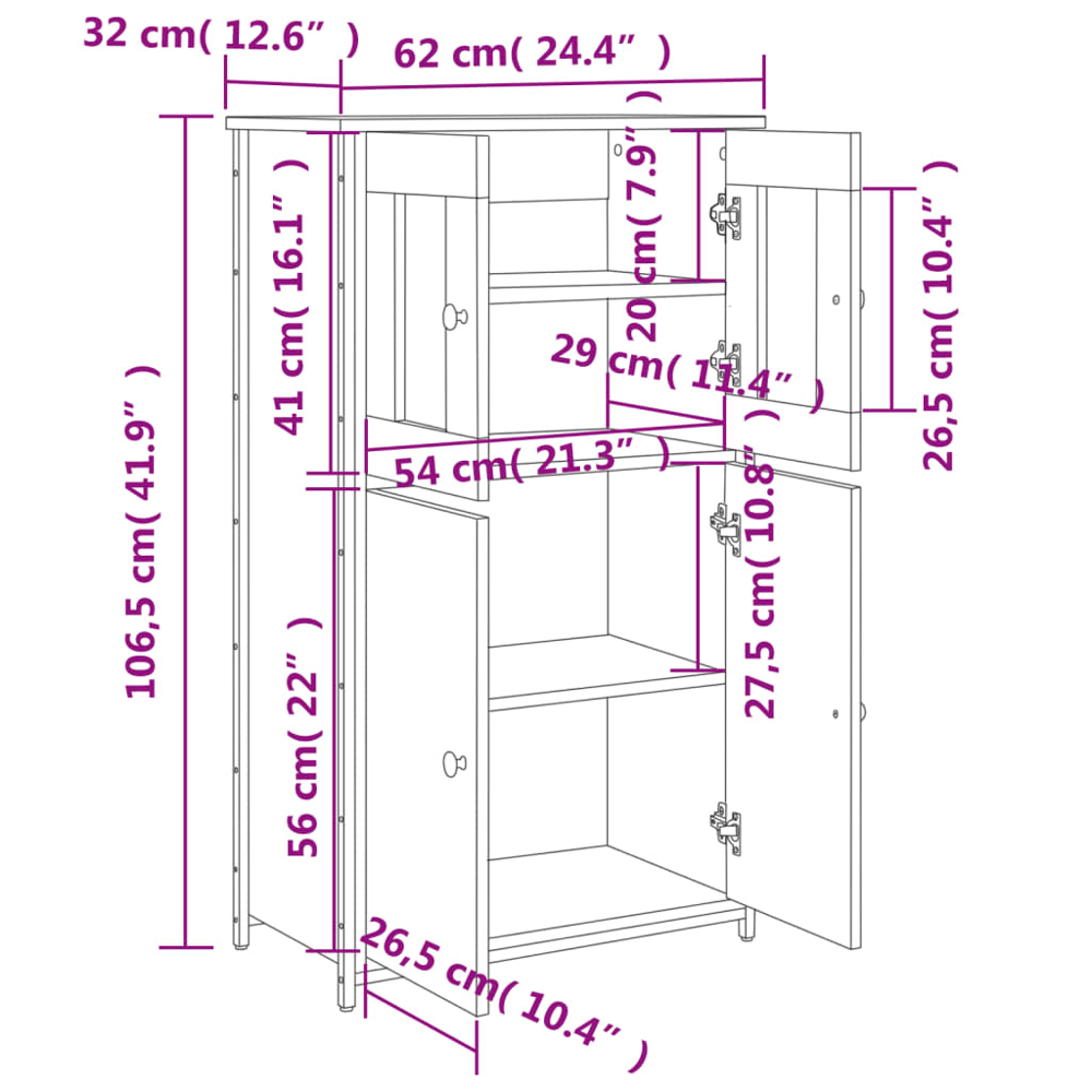 vidaXL 4 Door Smoked Oak Highboard Image 9