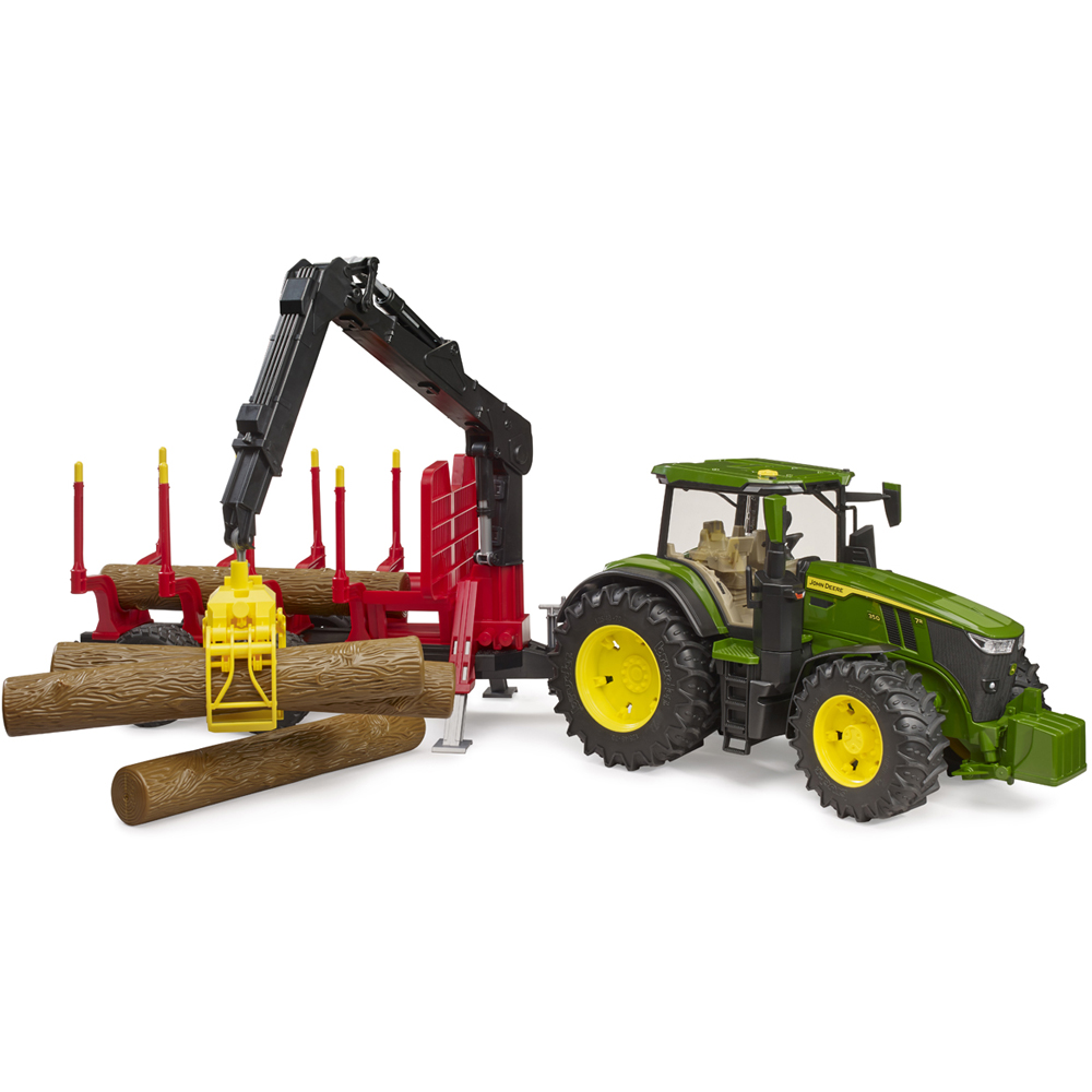 Bruder John Deere 7R 350 Tractor with Forestry Trailer and 4 Trunks Image 2