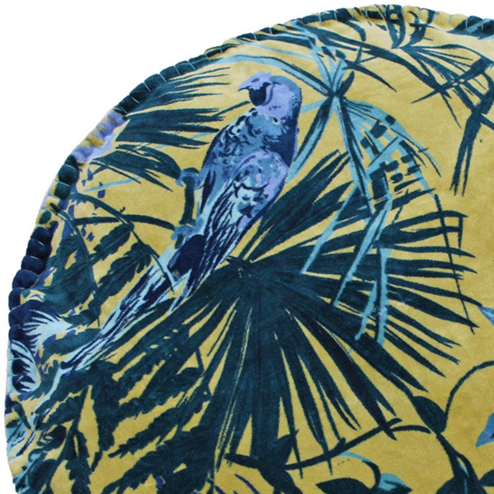 Paoletti Amazon Jungle Teal Botanical Round Cushion Image 2