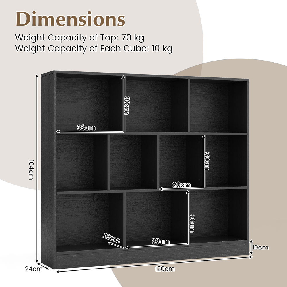 Costway 10 Cube Black Bookshelf Image 9