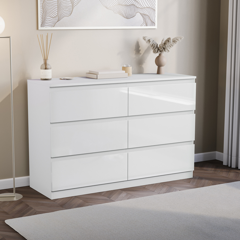 VIDA DESIGNS Glinton 6 Drawer White Chest of Drawers Image 5