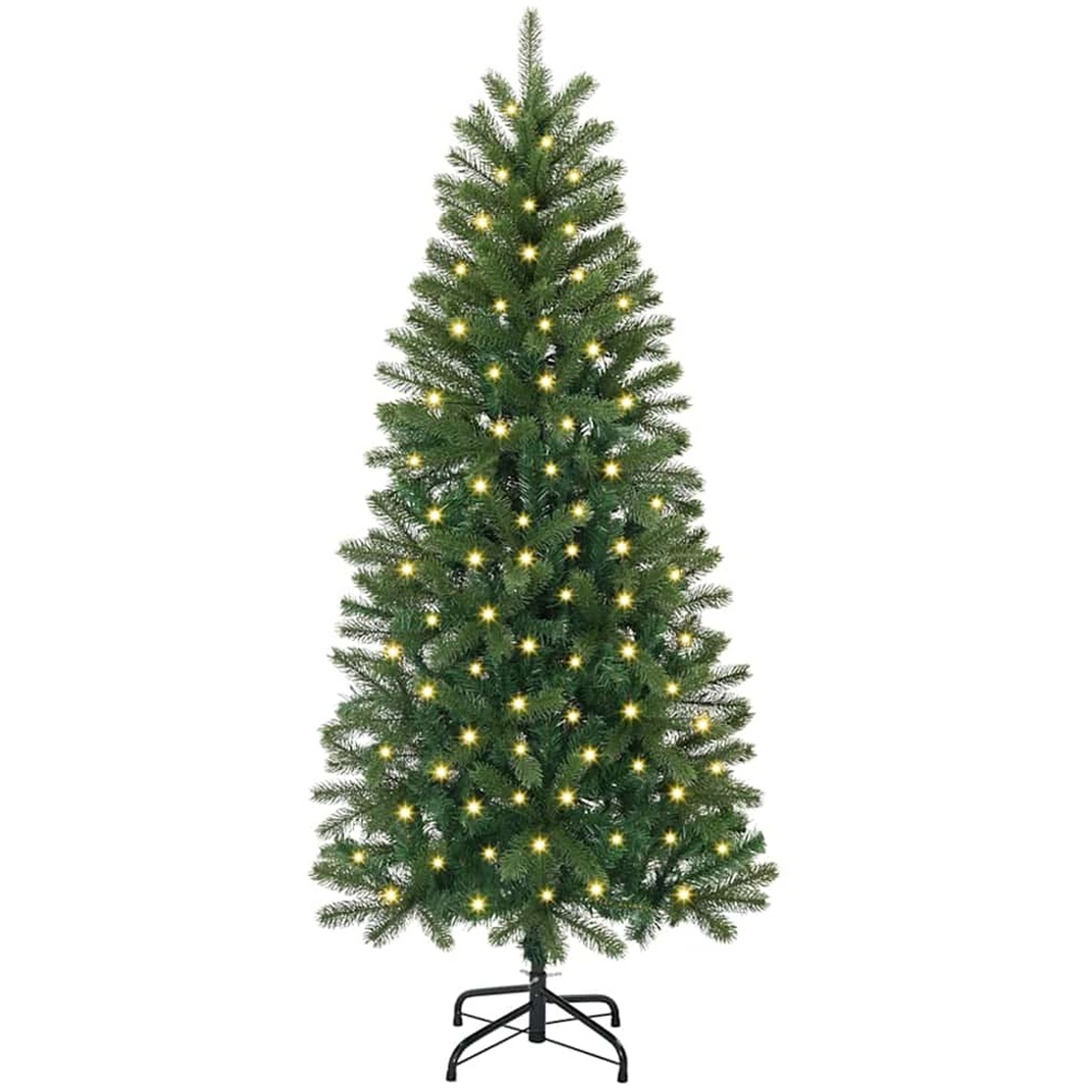 vidaXL Pre-Lit Green Artificial Christmas Tree 5ft Image 1