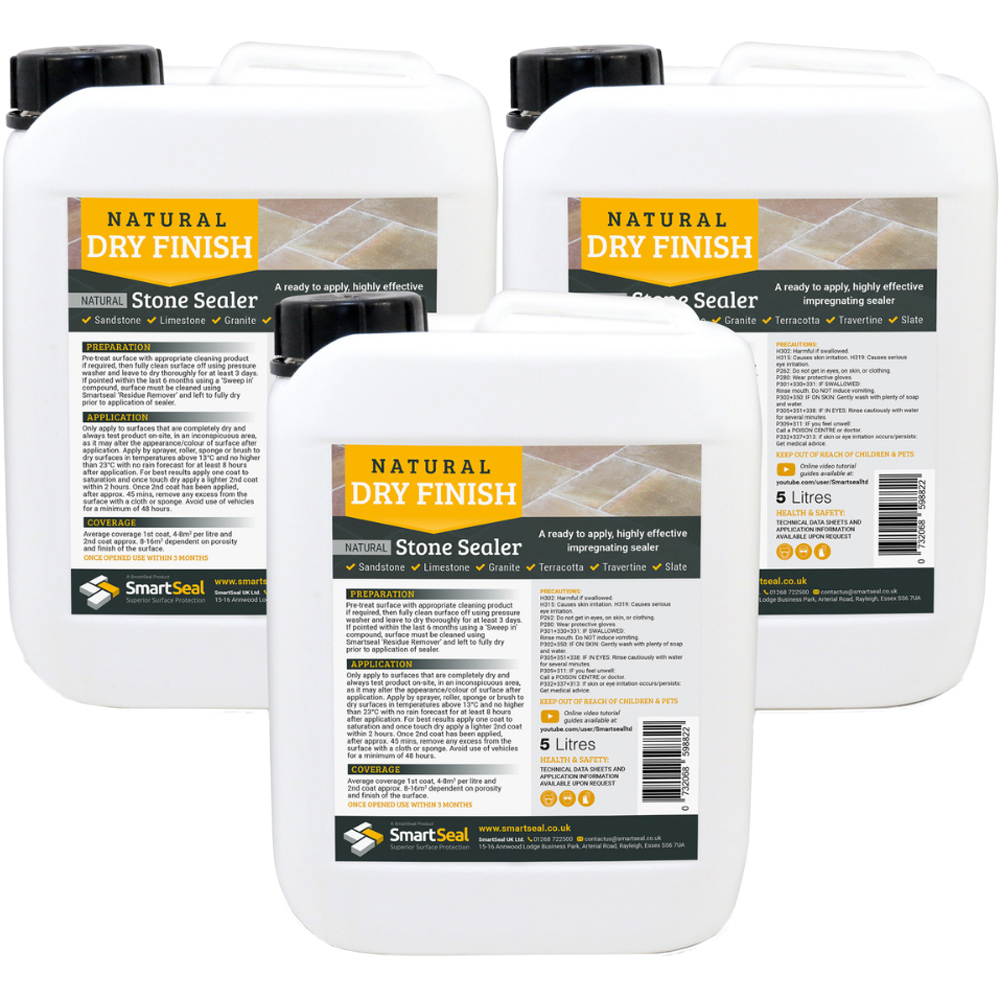 SmartSeal Dry Finish Natural Stone Sealer 5L 3 Pack Image 1