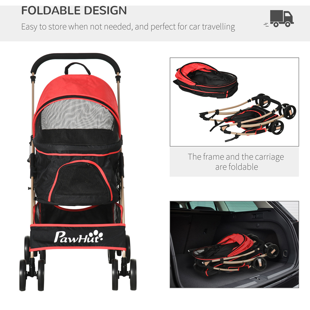 PawHut 3 in 1 Red Pet Stroller Image 4