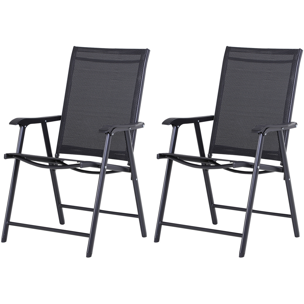 Outsunny Set of 2 Black Foldable Garden Dining Chair Image 2
