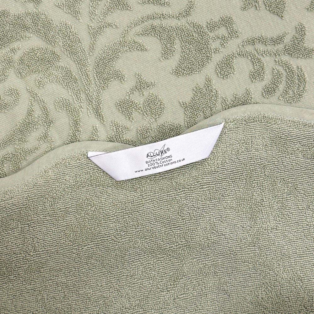 Allure Bath Fashions Gracie Sage Green Floral Jacquard Scalloped Hand Towel 50 x 85cm 2 Pack Image 4