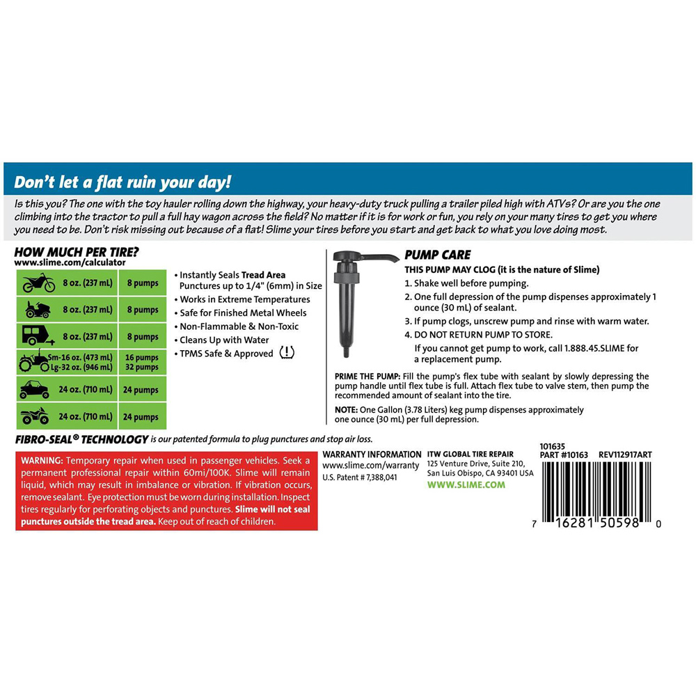 Slime Puncture Repair Flat Tyre Sealant with Pump 3.8L Image 4