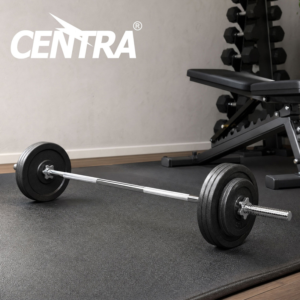 Traderight Centra 5ft Silver Olympic Barbell Bar with Spring Clips Image 8