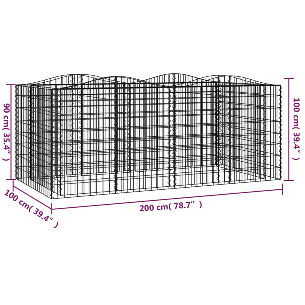 vidaXL Silver Galvanised Iron Arched Gabion Raised Bed 200 x 100 x 100cm Image 4