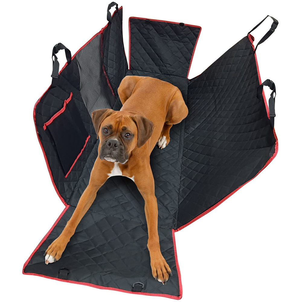 wilko Black and Red Waterproof Dog Car Seat Cover Image 2