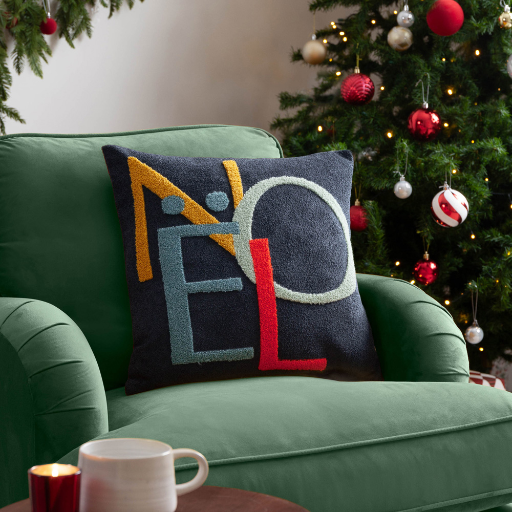 Evans Lichfield Christmas Red Noel Tufted Reversible Cushion 45 x 45cm Image 4