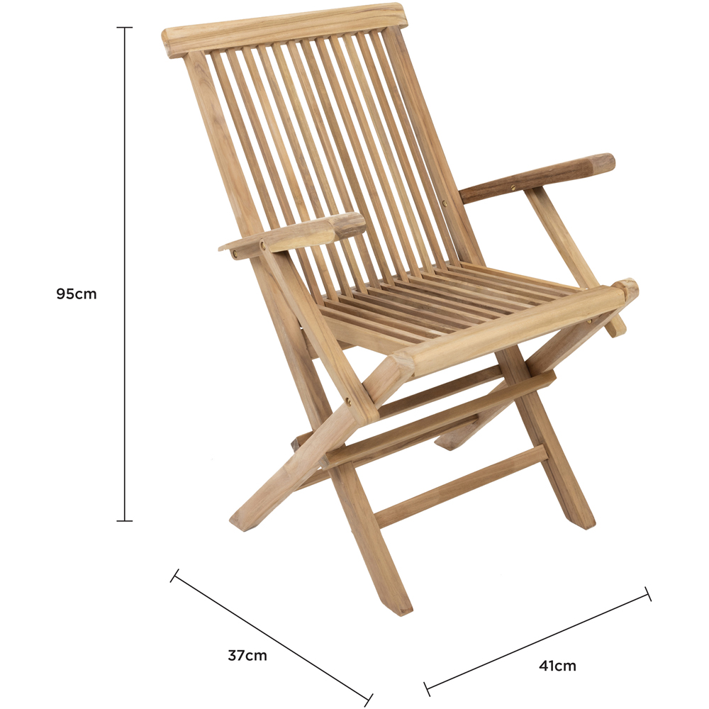 Charles Bentley Set of 2 Teak Wooden Foldable Patio Armchair Image 9