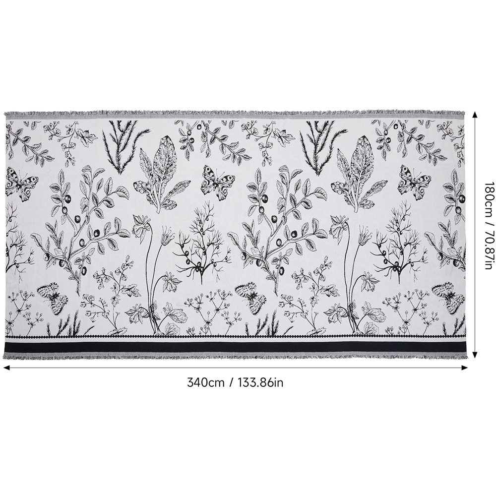 Living and Home 4 Seater White and Black Butterfly Chenille Sofa Cover Image 8