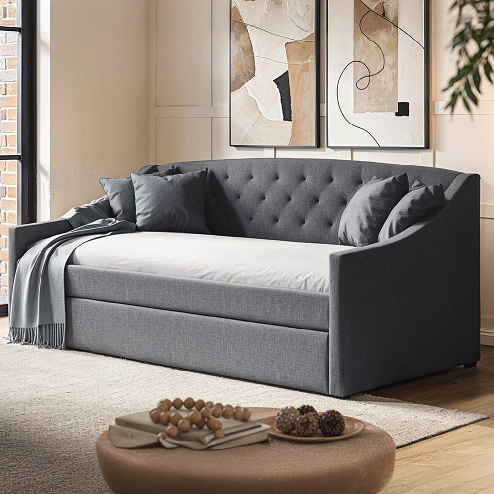 Flair Aurora Grey Fabric Daybed with Trundle Image 1