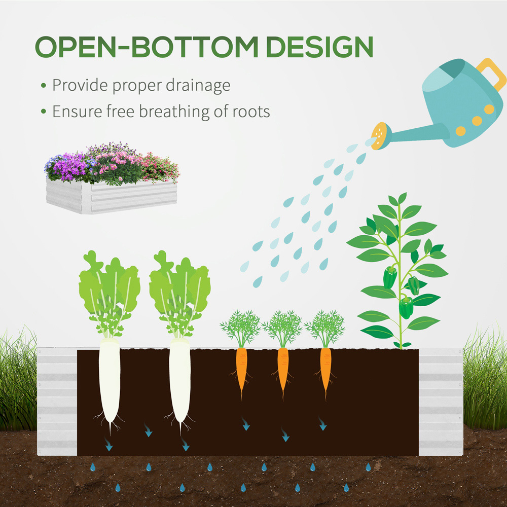 Outsunny Steel Raised Garden Bed Planter with Greenhouse Image 7