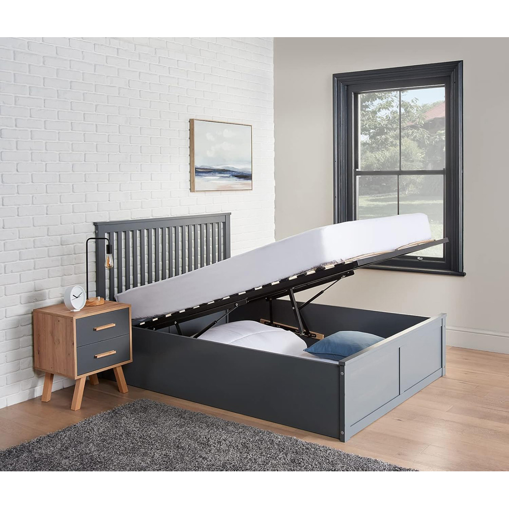 Home Treats Double Grey Wooden Ottoman Bed with Mattress Image 8