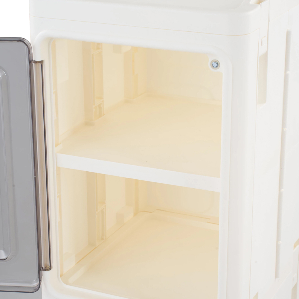 Living and Home 3-Tier White Slim Storage Cabinet with Wheels Image 3