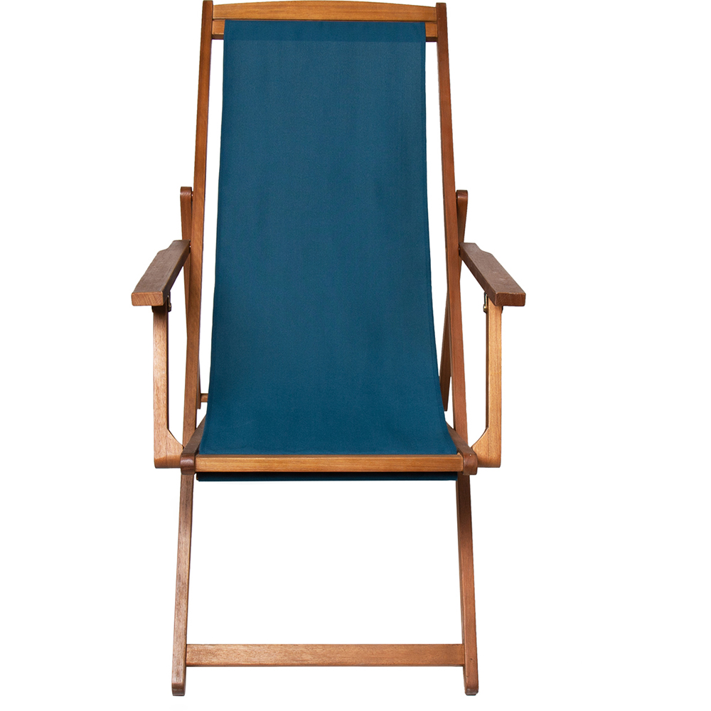 Charles Bentley Teal Wooden Deck Chair Image 3