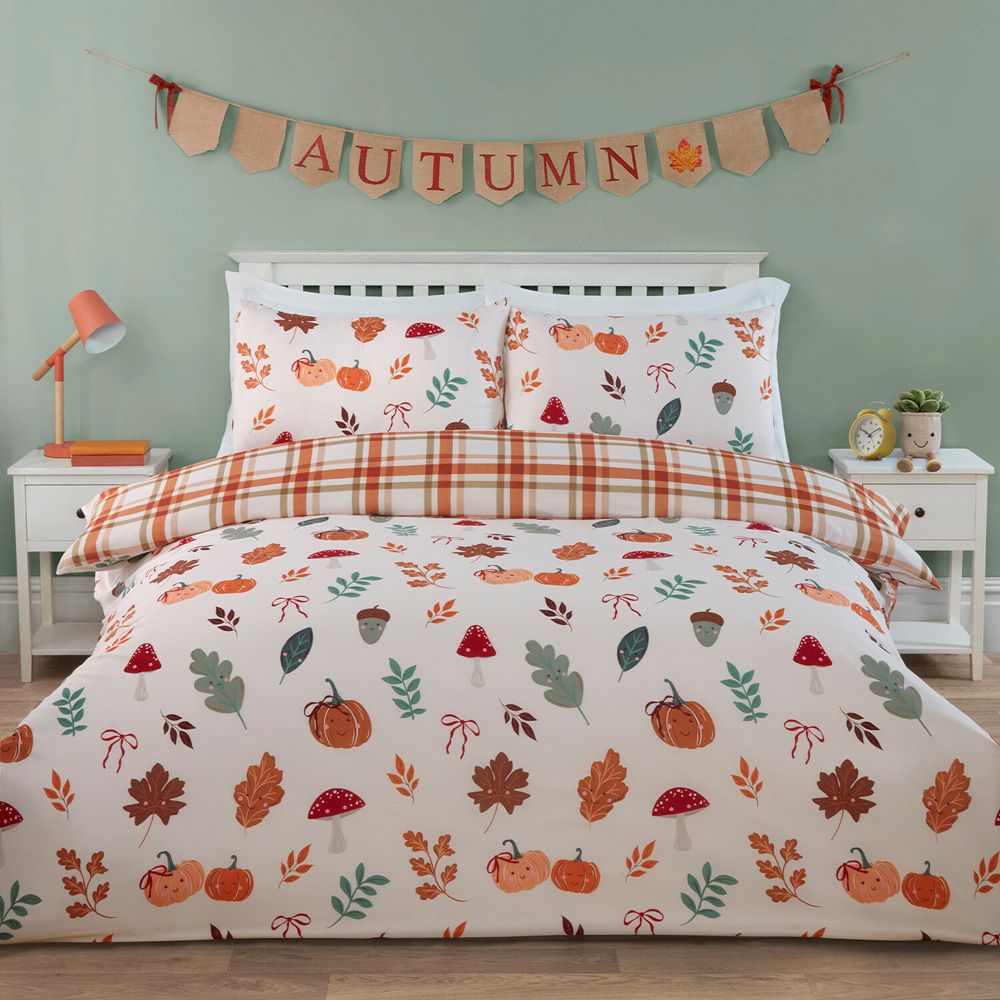 Autumn Friends Duvet Set Rust Double Image 6