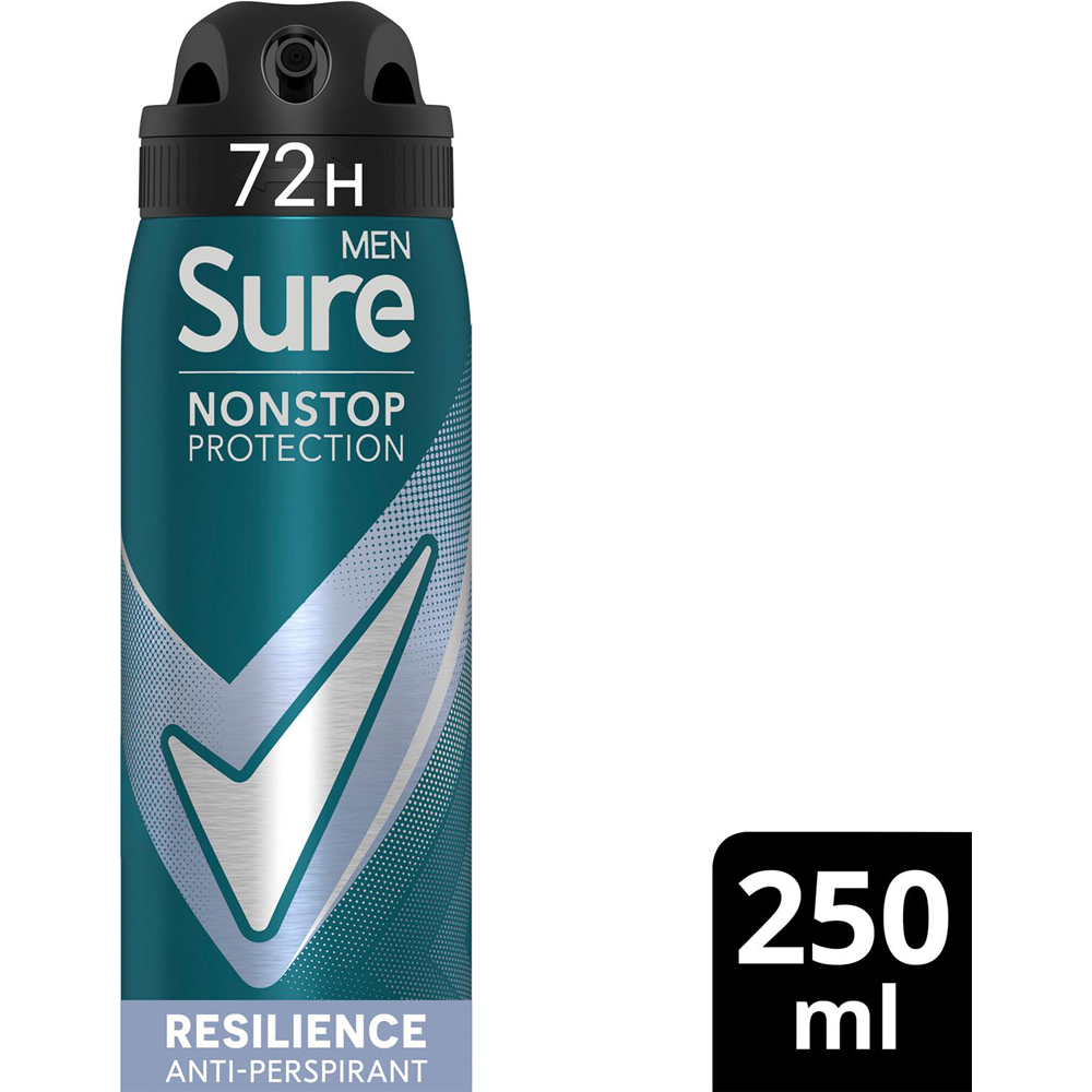 Sure Men 72H Non-Stop Protection Anti-Perspirant Resilience Cobalt Dry Deodorant 250ml 12 Pack Image 3