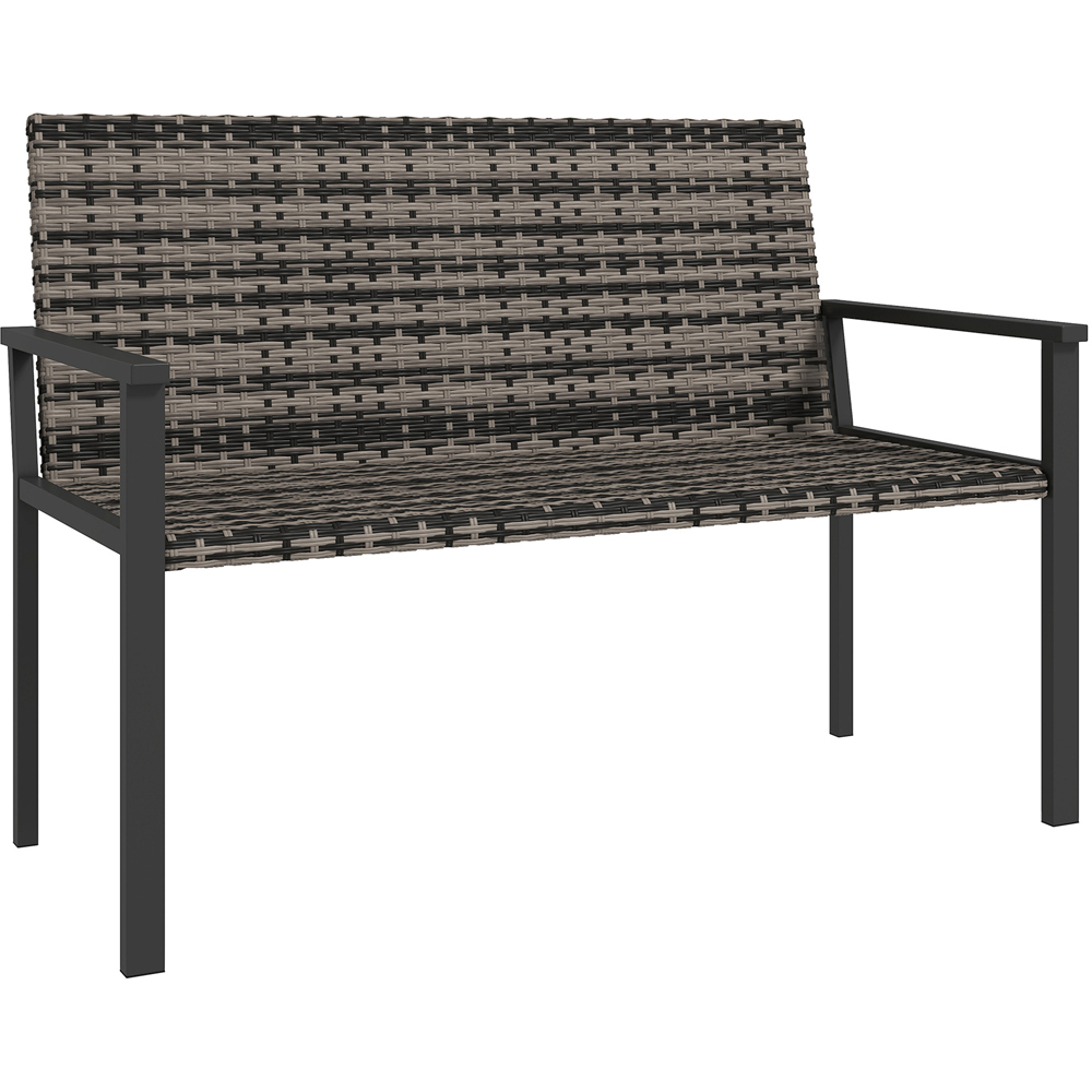 Outsunny 2 Seater Mixed Grey Rattan Garden Bench Loveseat Image 2