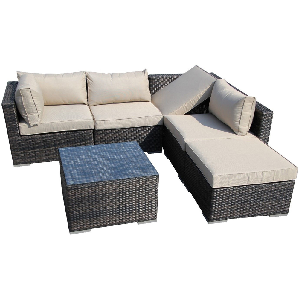 Furniture One 5 Seater Rattan Brown Modular Outdoor Sofa Set Image 2
