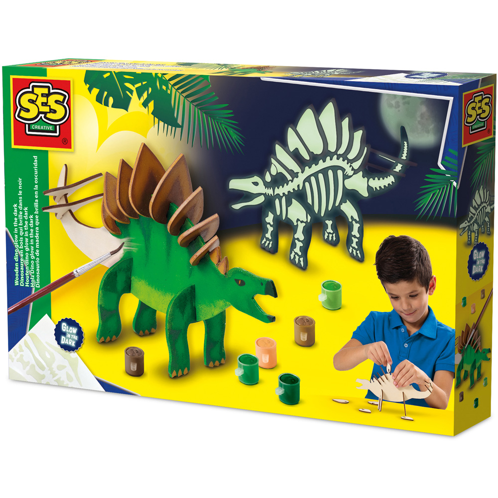 SES Creative Wooden Dino Glow in the Dark Image 1