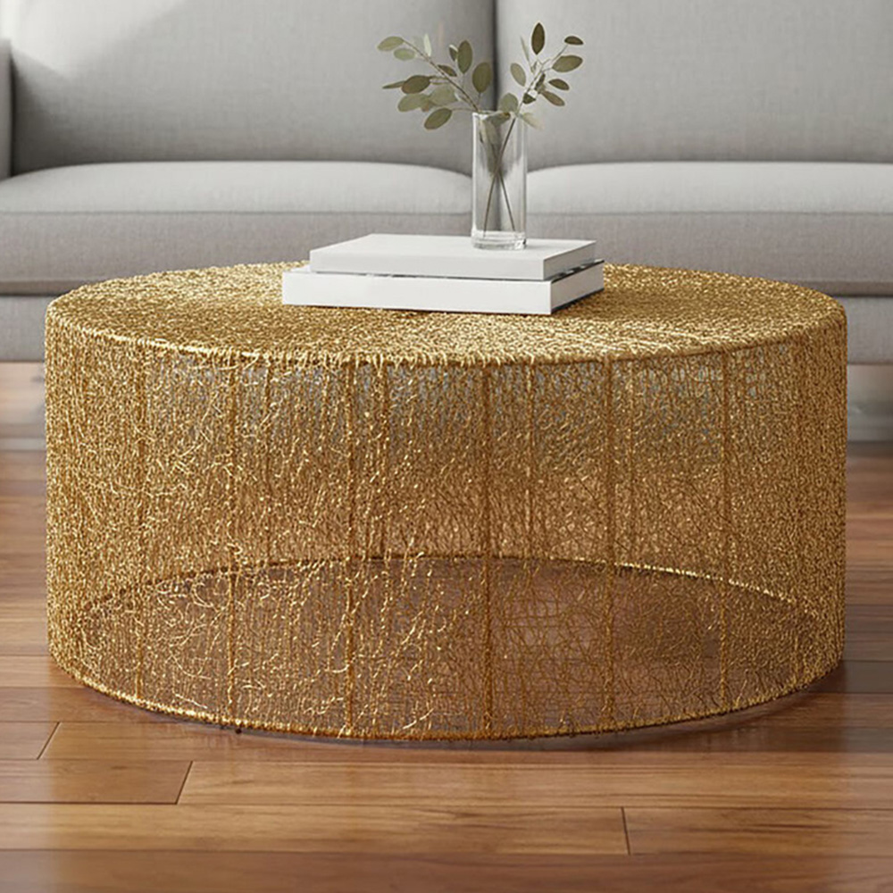 Premier Housewares Templar Gold Finish Iron Coffee Table Image 1