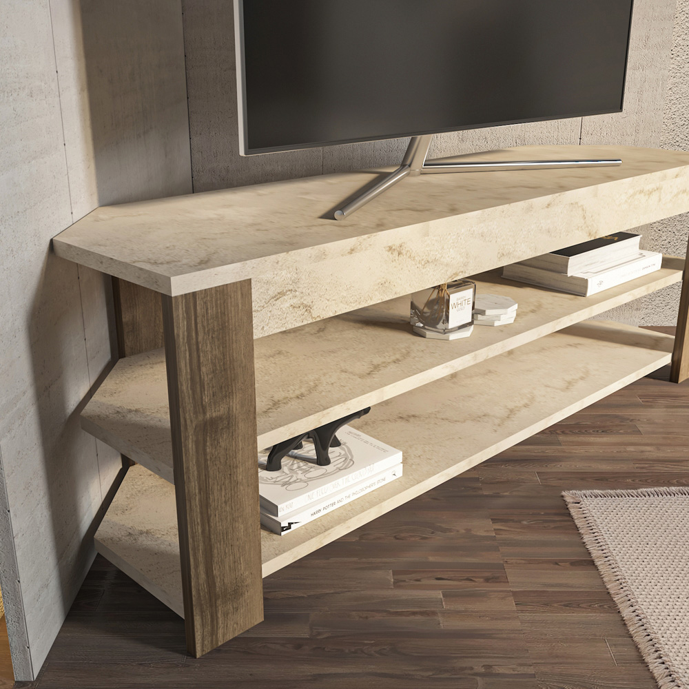 Decorotika Rita 2 Shelf Traverter Walnut Corner TV Stand for 43 inch TV Image 4