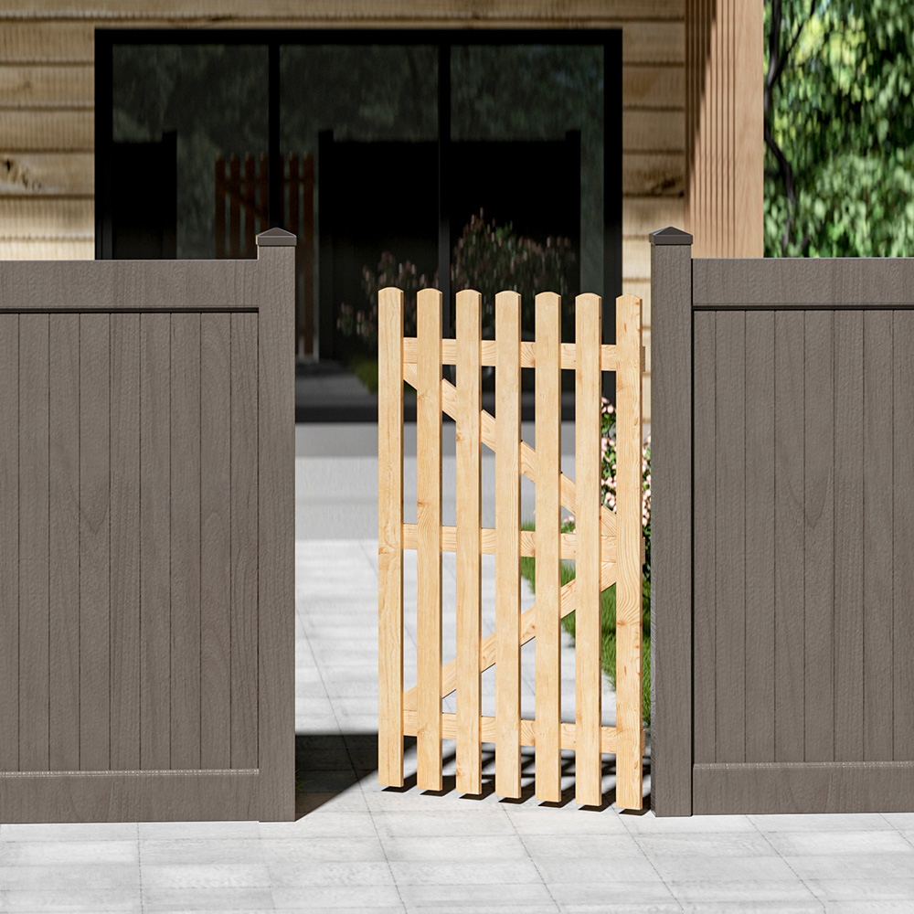 Living and Home Single Swing Wooden Garden Fence Gate with Latch 150 x 90cm Image 3