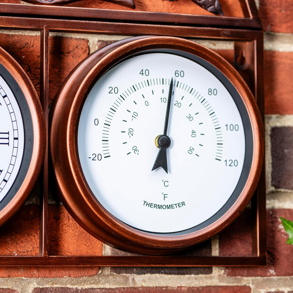 Garden Gear Garden Copper Wall Clock and Thermometer 45 x 44cm Image 4