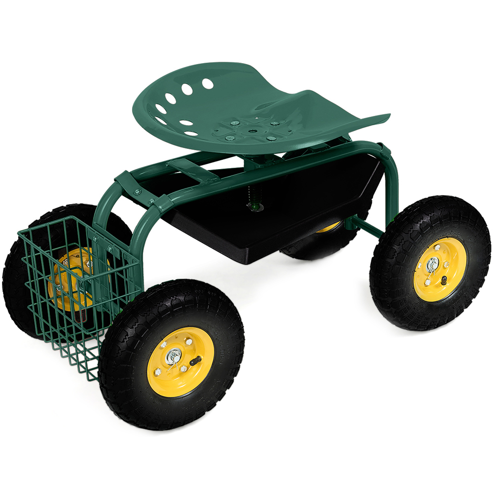 Costway Green Adjustable Rolling Gardening Cart Image 1