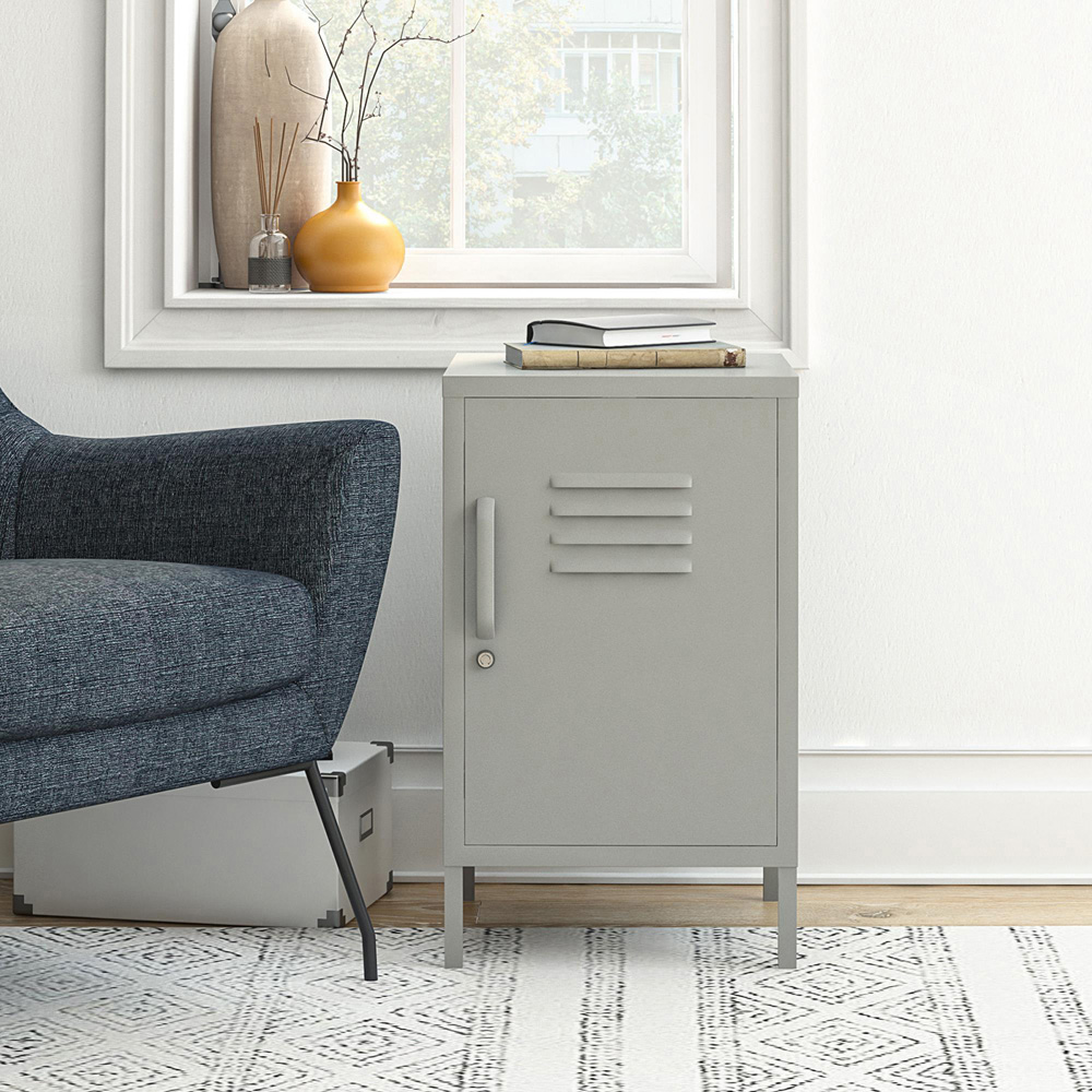 Dorel Bradford Single Door Taupe Metal Locker End Table Image 6