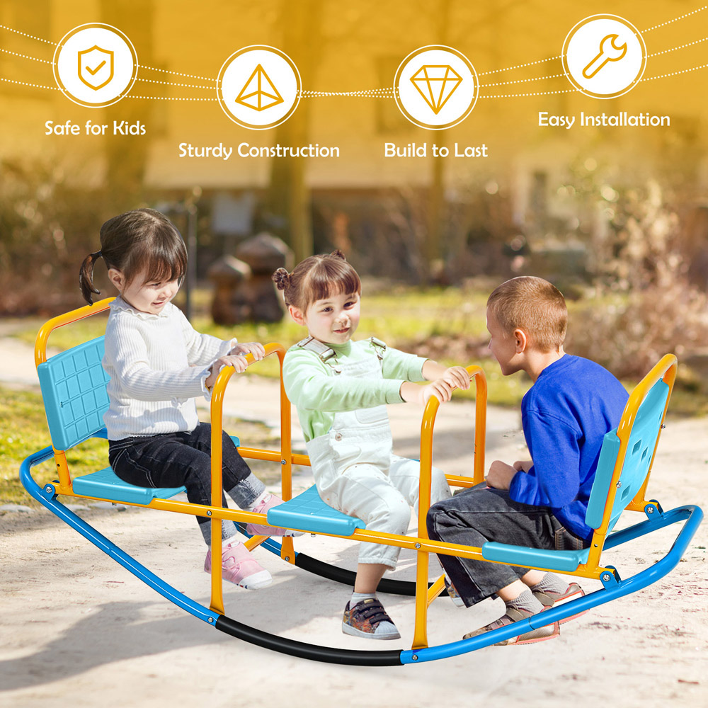 Costway Blue 3 Person Kids Seesaw Teeter Totter Image 8